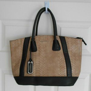 London Fog Faux Snake Skin and Leather Handbag